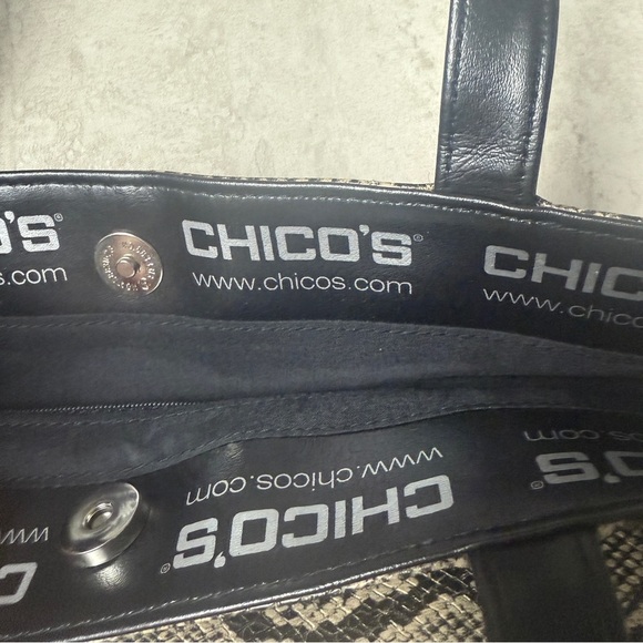 Chico's faux leather Snake Print Tote Bag shoulder bag - Picture 5 of 10